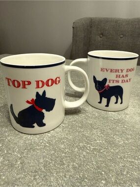 Draper James White Ceramic Dog-Themed Mug Set